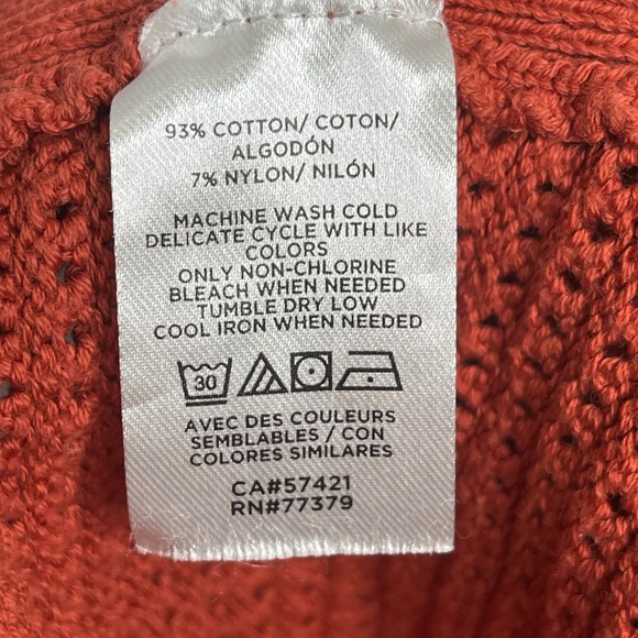 Ann Taylor Factory Sleeveless Sweater Womens M Rust Open Knit Preppy High Neck - Picture 4 of 7